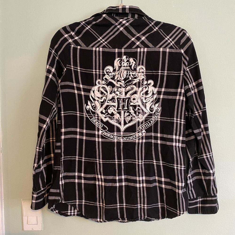 Harry Potter Hogwarts Flannel Button Up Top Size S